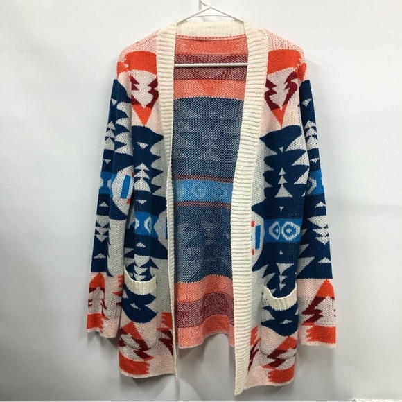 Women’s aztec long sweater open cardigan size medium - Picture 1 of 6